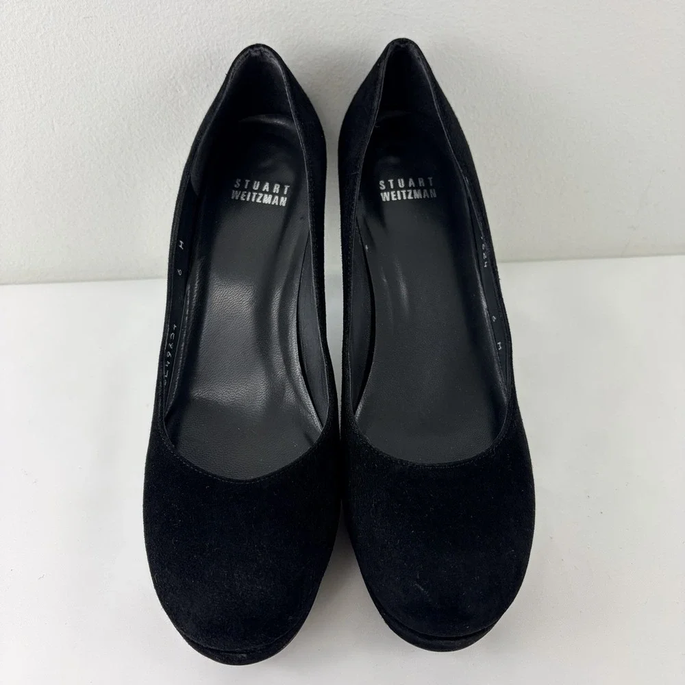 Stuart Weitzman‎ Black Suede Platform Pumps Womens 6M Classic Heels